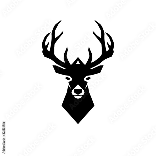 Design deer head isolated white background. Deer head sign logo
