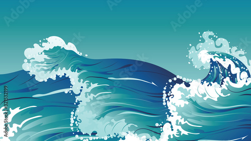 Rushing sea waves