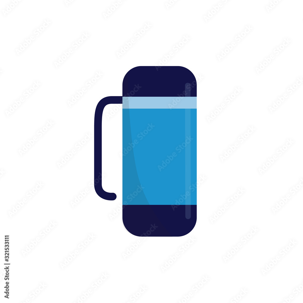 Fototapeta premium Thermo cup or thermo flask for hot beverages flat vector illustration isolated.