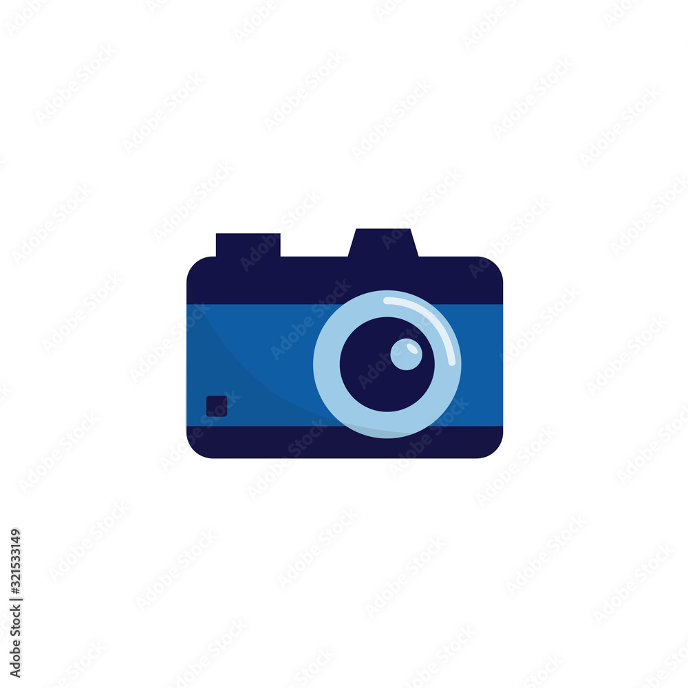 Digital photo camera symbol or icon flat vector illustration isolated on white. Digital photo camera symbol or icon flat vector illustration isolated on white.