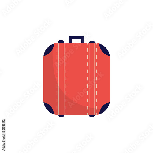 Red suitcase bag isolated on white background - vector illustration