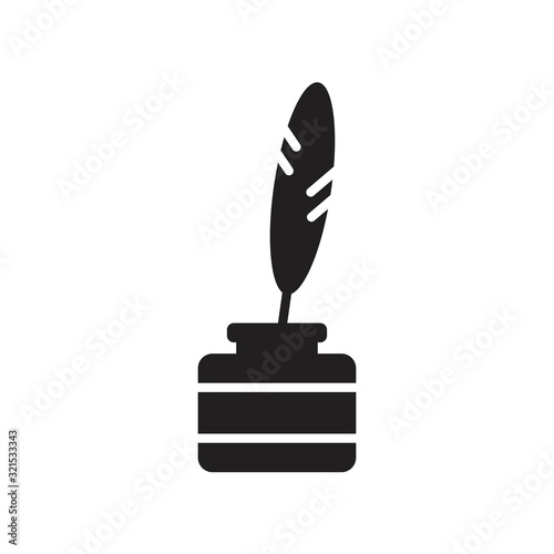 Feather and inkwell icon template black color editable. Feather and inkwell icon symbol Flat vector illustration for graphic and web design.