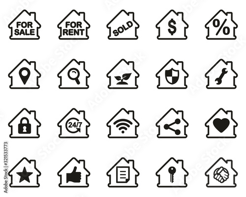 Real Estate Icons Black & White Set Big