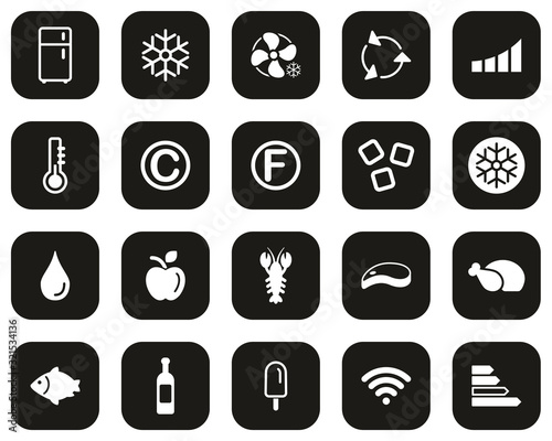 Refrigerator Or Cooler Icons White On Black Flat Design Set Big