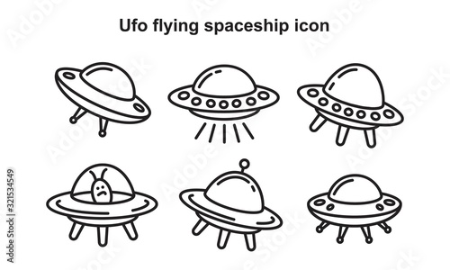 Ufo Flying spaceship icon template black color editable. Ufo Flying spaceship icon symbol Flat vector illustration for graphic and web design.