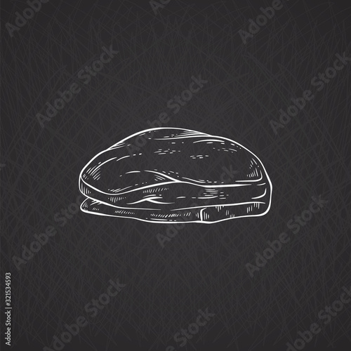 Engraved on a black background fillet, sirloin and loin of pork or beef.