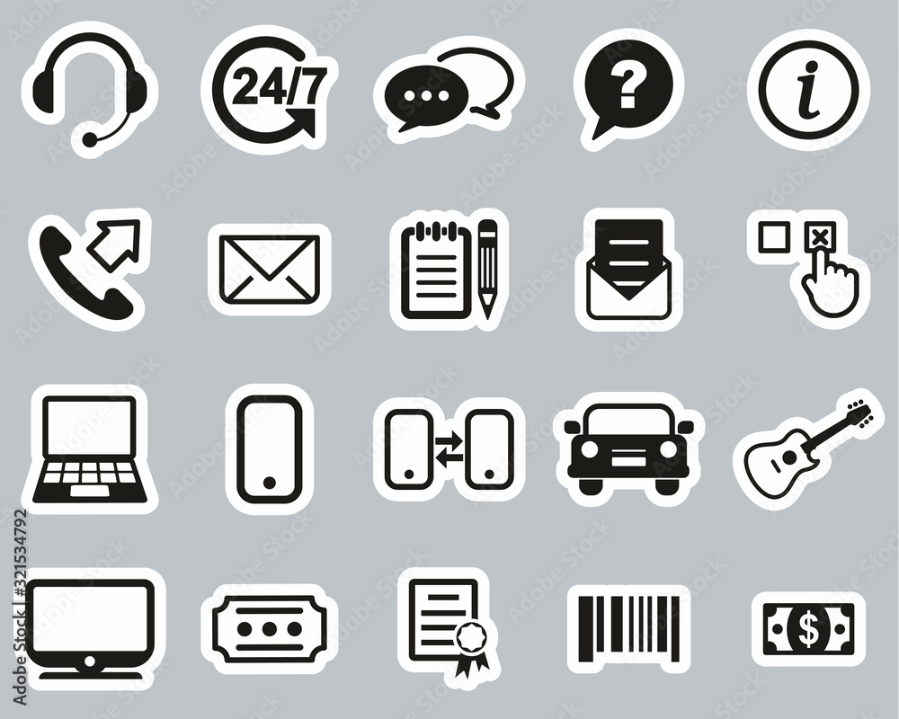 Replacement Or Exchange Icons Black & White Sticker Set Big Replacement Or Exchange Icons Black & White Sticker Set Big