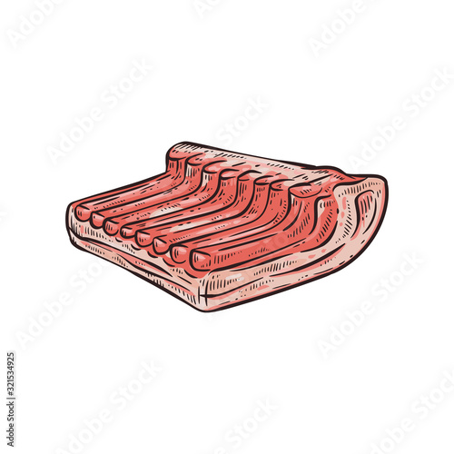 Retro hand drawn pork or beef side ribs for dinner and barbecue.