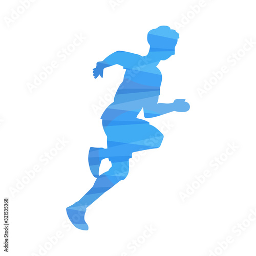 Fast runner silhouette isolated on white background