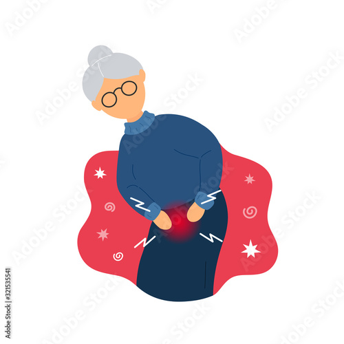 Old woman with pain in bladder photo
