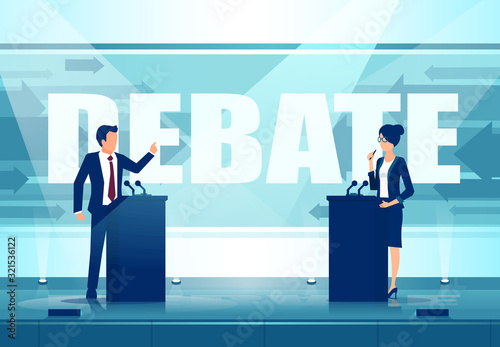 Vector of a two political leaders having an open debate
