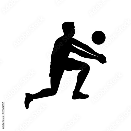 Volleyball player hitting ball male silhouette  vector illustration isolated.