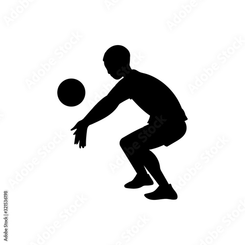 Silhouette of volleyball or basketball player flat vector illustration isolated.
