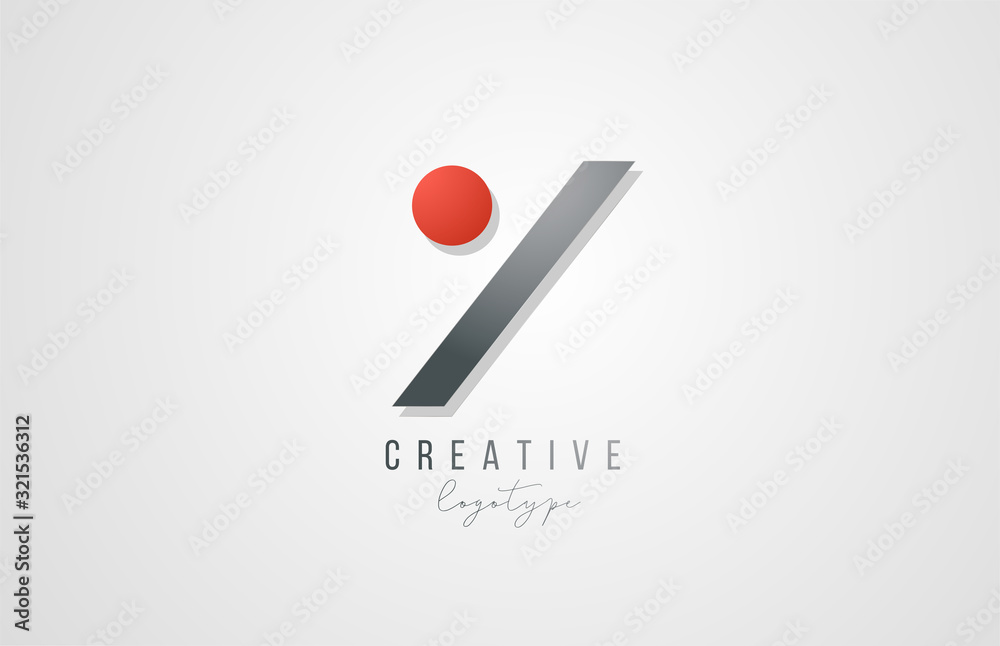 letter Y logo alphabet icon design template elements in grey and red for business - obrazy, fototapety, plakaty 