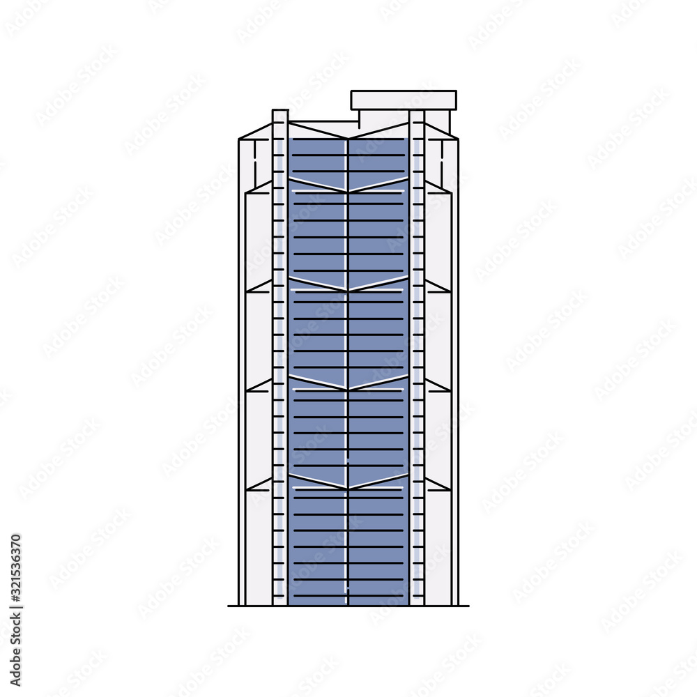 Famous Hong Kong and Shanghai bank building - flat isolated icon Famous Hong Kong and Shanghai bank building - flat isolated icon