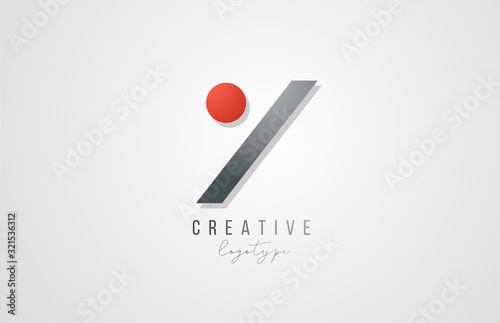 letter Y logo alphabet icon design template elements in grey and red for business