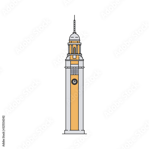 Hong Kong clock tower icon isolated on white background