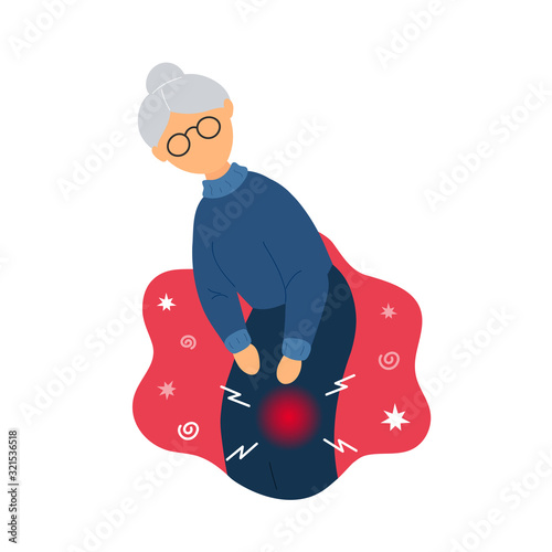 Old woman with knee pain