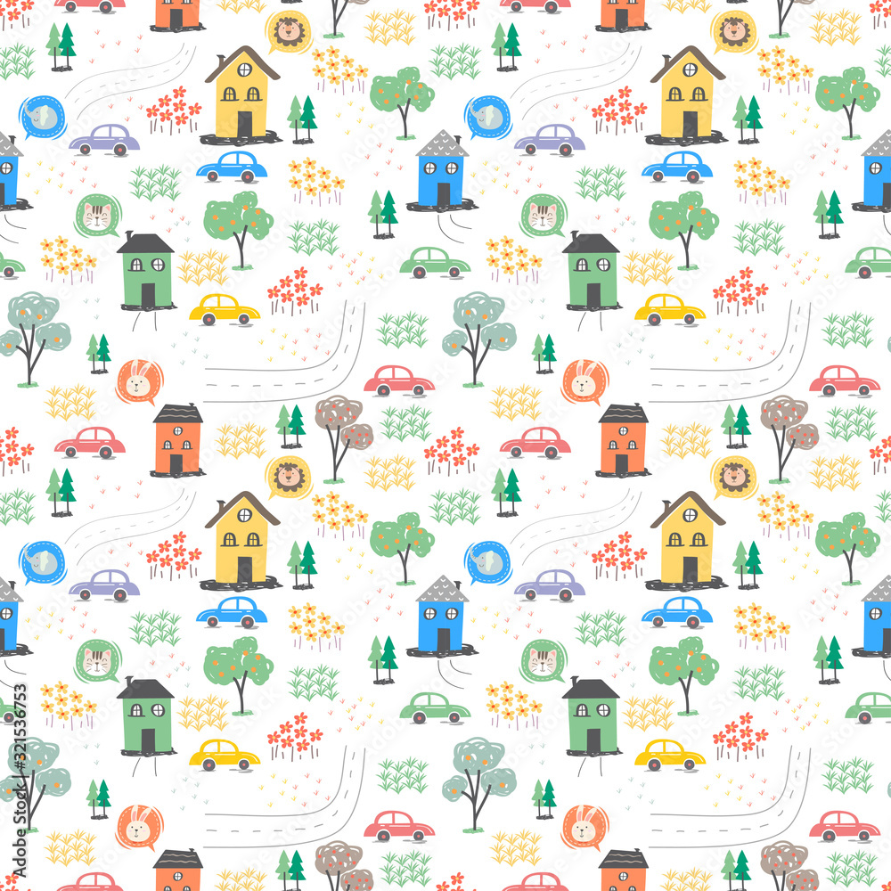 seamless patterns of society house