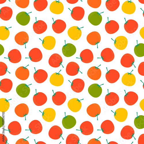 Colorful tomato pattern in the white backdrop