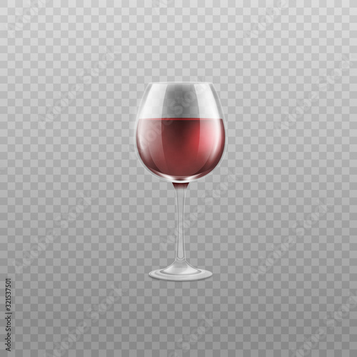 Realistic glass of red wine isolated on transparent background