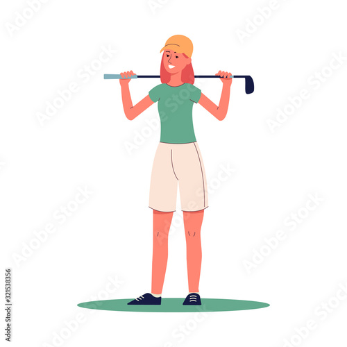 woman with golf sticks