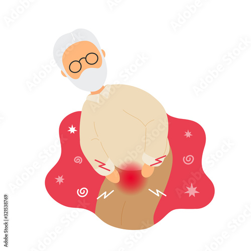Old man with pain in bladder.