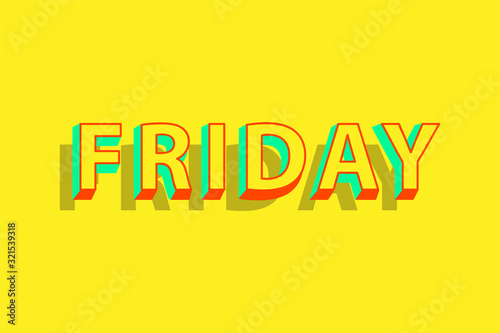Modern typography text friday vector eps 10 on yellow background