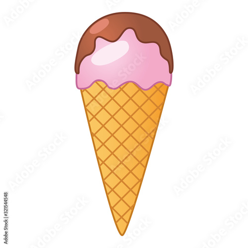 Ice cream cartoon vector illustration on isolated white background. Eps 10 format with printable colors. Hand drawn design. 