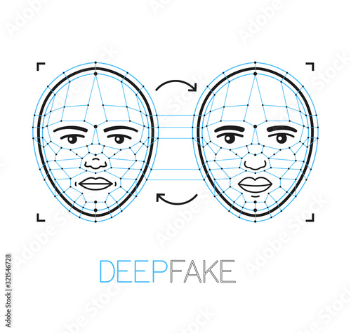 Deepfake, deep fake technology concept
