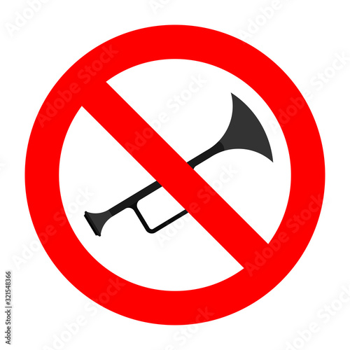 prohibition sign playing musical instruments, sign prohibiting noise