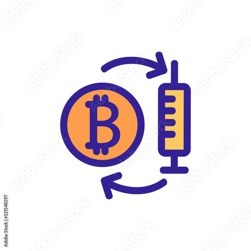 Bitcoin drugs are an icon vector. Thin line sign. Isolated contour symbol illustration