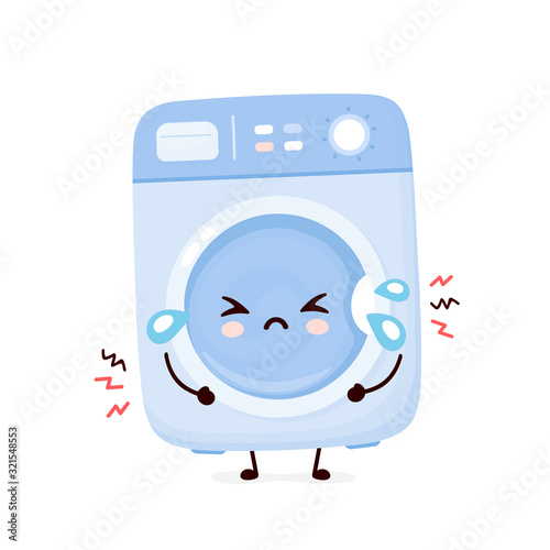 Cute sad broken washing machine