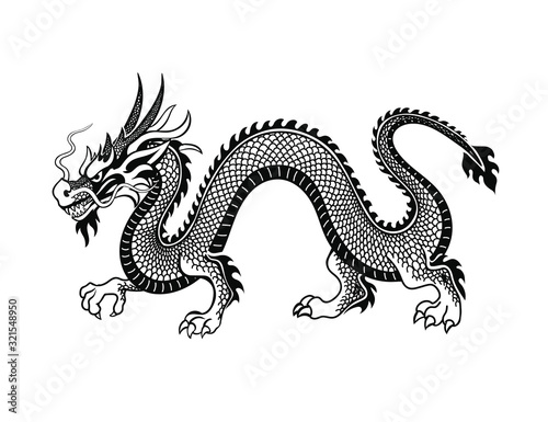 Tradition asian dragon Illustration. Chinese or Japanese character
