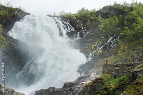 Kjosfossen is a waterfall located in the municipality of Aurland in the county of Sogn og Fjordane  Norway
