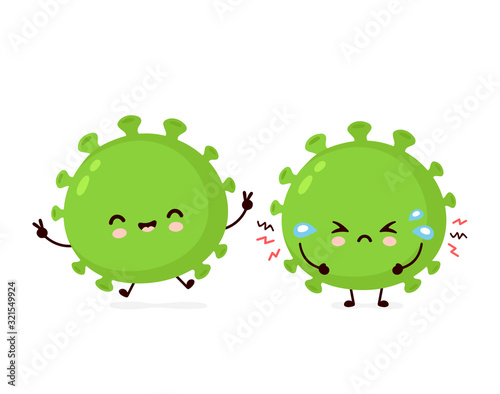 Cute happy and sad cry good probiotic bacteria