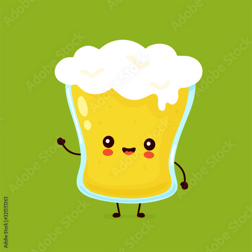 Cute happy smiling glass of beer
