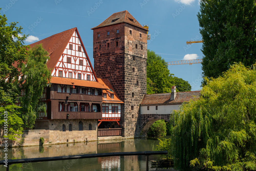Old Town and architecture on Pegnitz river in Nuremberg, Germany