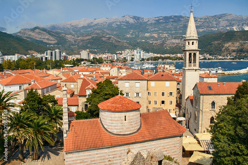 Historic church with belfry in city of Ulcinj in Montenegro. photo