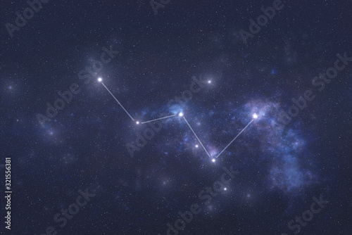 Cassiopeia constellation stars in outer space. Cassiopeia constellation lines. Elements of this image were furnished by NASA  photo