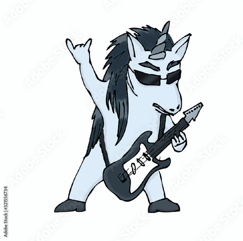 Licorne guitare metal N&B