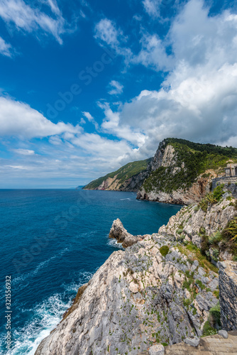 Ligurian coast. View from the old fortress in Portovenere town  Italy