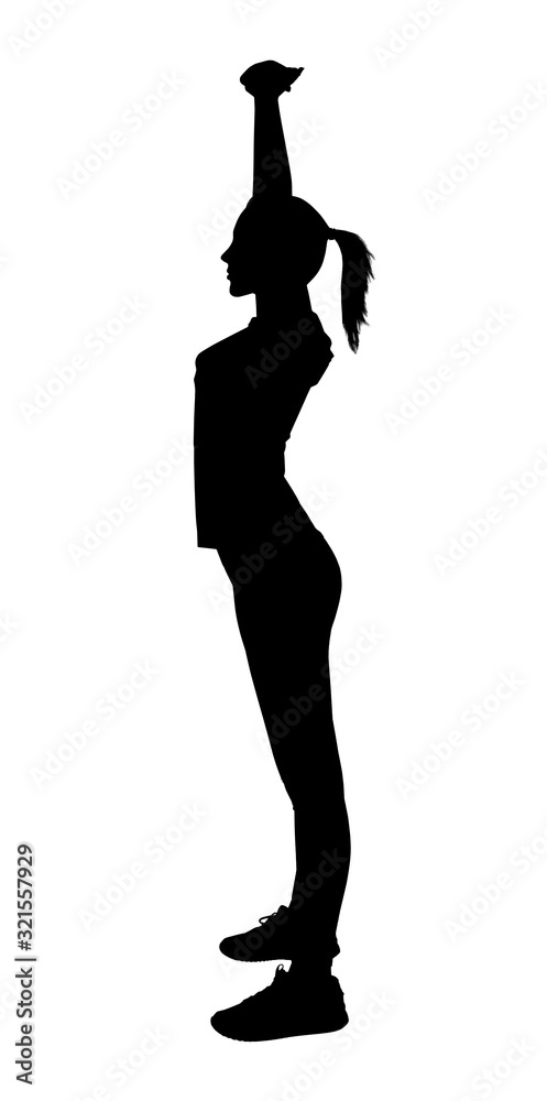 Black silhouette of full length woman doing exercises. Black silhouette of full length woman doing exercises.