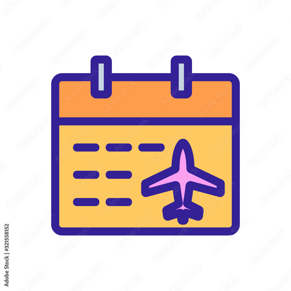 Schedule plane icon vector. Thin line sign. Isolated contour symbol illustration Schedule plane icon vector. Thin line sign. Isolated contour symbol illustration