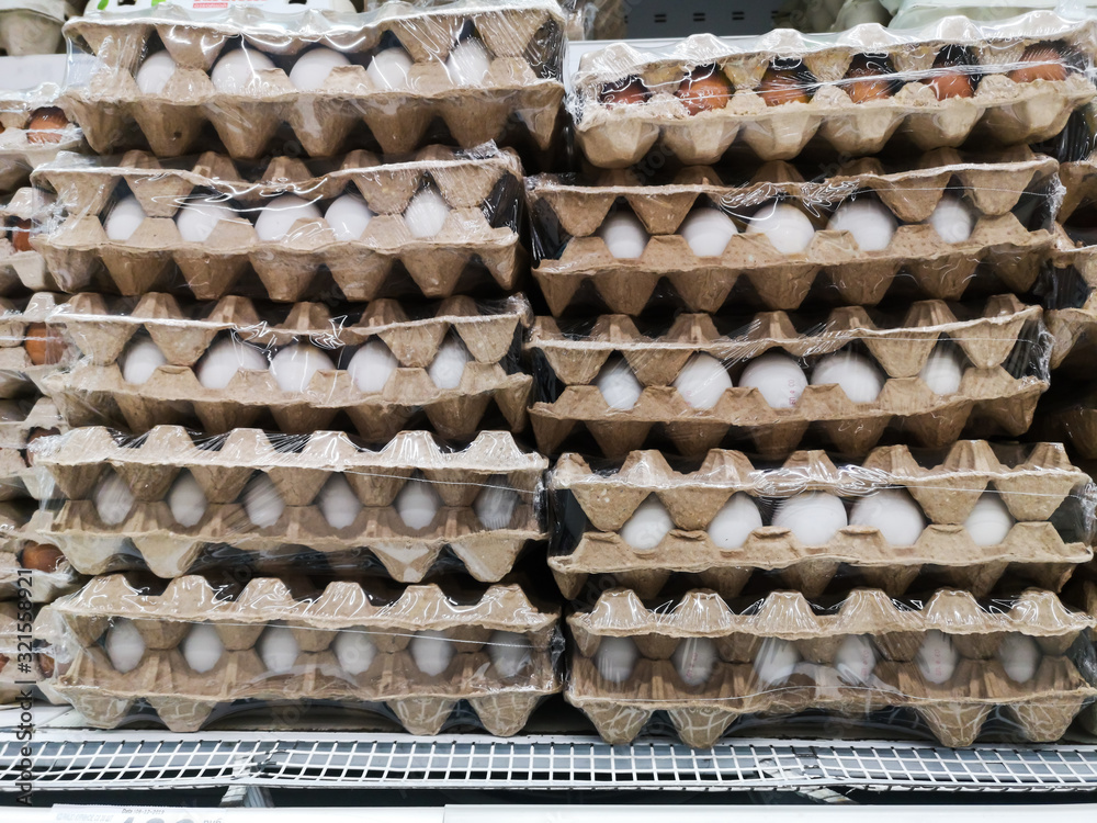 chicken eggs packaging cardboard packaging and coated with cling film