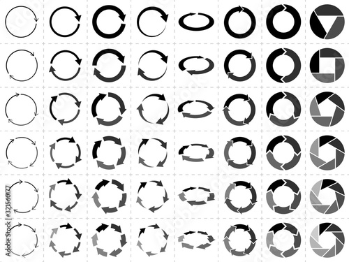 Circular arrows. Round vector icon set.