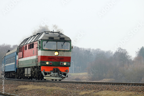 passenger locomotive in the city 