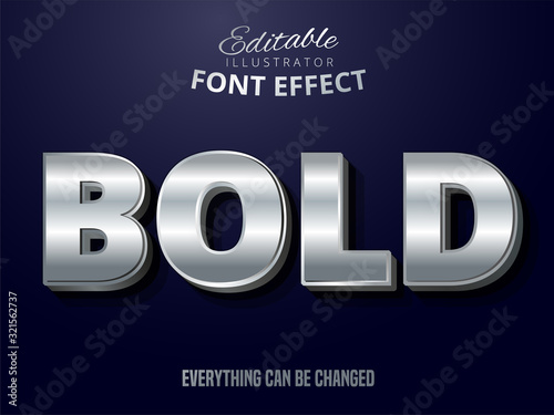 Silver text effect, shiny silver alphabet style
