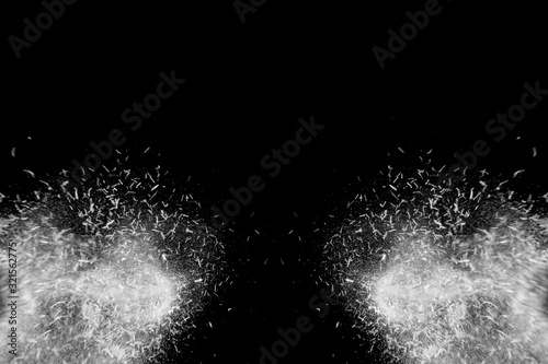 design of abstract powder dust explosion over black background 