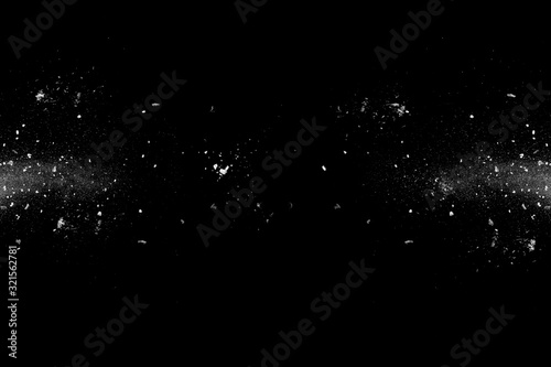 design of abstract powder dust explosion over black background 